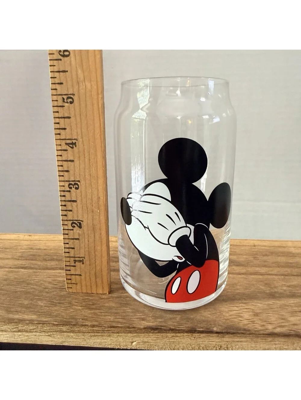 JoyJolt Disney Mickey Mouse Peek A Boo 16 oz Can Glass Tumbler Drinking Glass